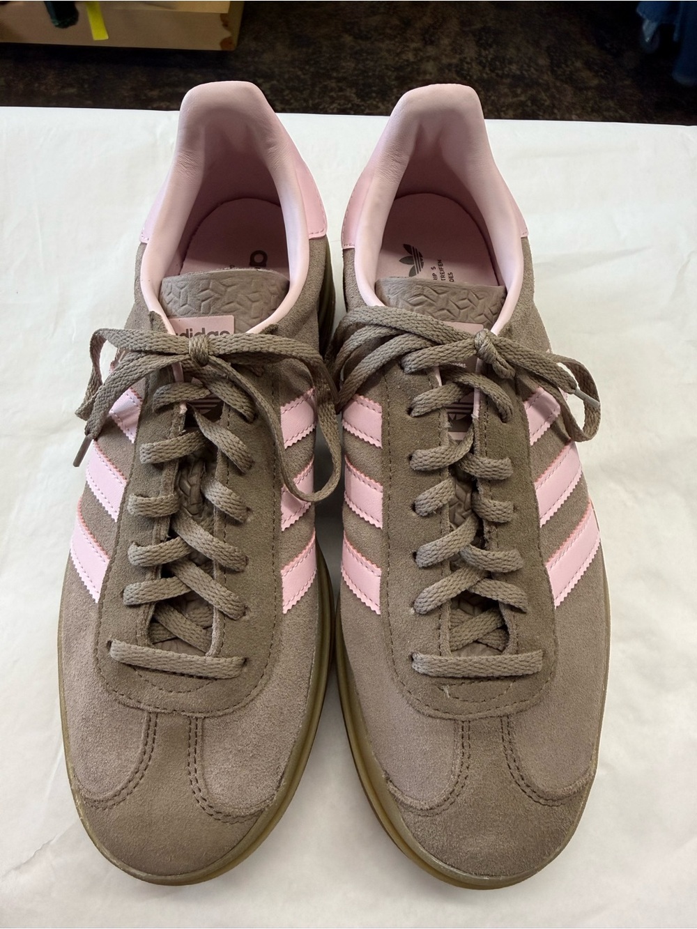 Adidas Gazelle Bold Trace Brown Clear Pink Suede Sneakers Women’s Size 8